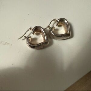 Vintage sterling Silver Heart hoop Earrings